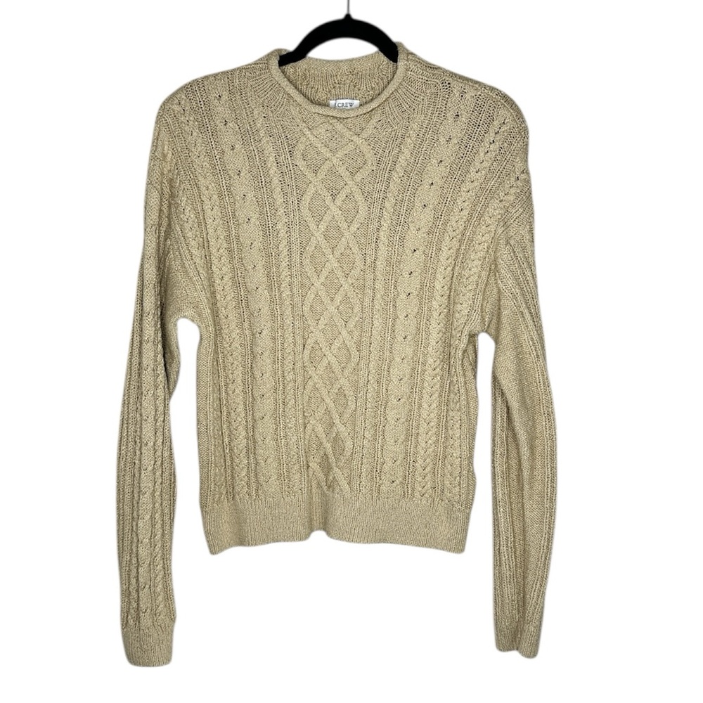 J. Crew Factory Mock Neck Cable Knit Sweater in Cashew size Medium